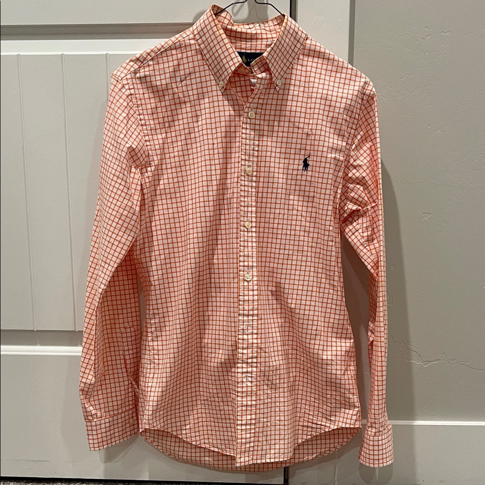 Men's Slim Fit Orange Checkered Shirt